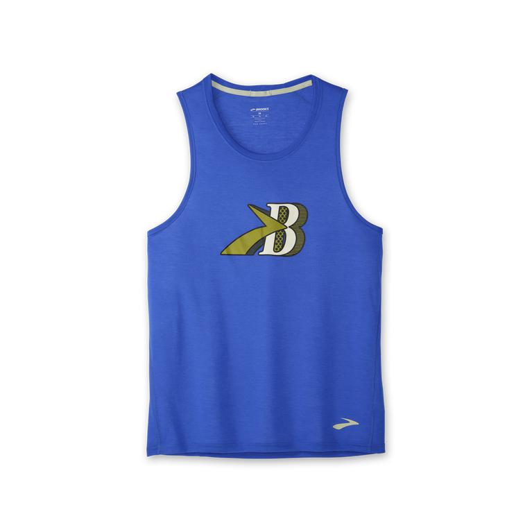 Brooks Men's Distance Graphic Running Tank Top - Heather Bluetiful/B (TXNF24873)